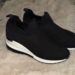 Mix No. 6 Black and White Slip-On Wedge Sneakers